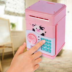 SKARBONKA SEJF ŚWINKA BANK NA BANKNOTY MONETY KOD ZABAWKA DLA DZIECI RÓŻOWA