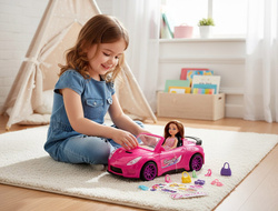 KABRIOLET AUTO DLA LALKI LALEK RÓŻOWY ZESTAW ZABAWKA LALKA DLA DZIEWCZYNKI