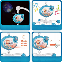 DZIECIĘCA KARUZELA DO ŁÓŻECZKA KARUZELKA Z PROJEKTOR LED POZYTYWKA NA PILOT