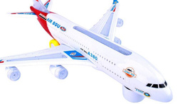 SAMOLOT PASAŻERSKI JEŹDZI GRA ŚWIECI DŹWIĘK zabawka DUŻY 45 A380 diody LED