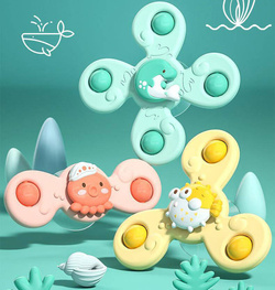 GRZECHOTKI OŚMIORNICA RYBKI DO KĄPIELI WIRUJĄCE WIATRAKI Z PRZYSSAWKĄ 3 szt