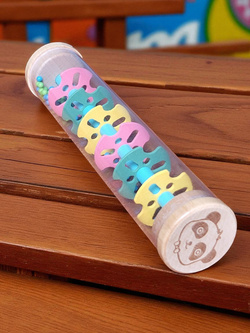 GRZECHOTKA DESZCZOWNICA TUBA Z KULKAMI MARAKAS DREWNIANA ZABAWKA MUZYCZNA