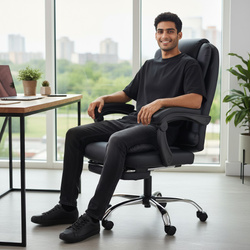 FOTEL BIUROWY OBROTOWY MASAŻ PODNÓŻEK REGULACJA LEŻANKA DO PRACY DOMU BIURA