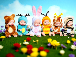 UROCZY ZESTAW 6 MINI LALEK W UBRANKACH ZWIERZĄT PREZENT DLA DZIEWCZYNEK