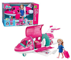 SAMOLOT ODRZUTOWY Z LALKA PILOTKA ZABAWKA ZESTAW KOTEK WALIZKA DLA DZIECI
