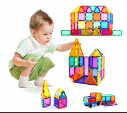 KLOCKI MAGNETYCZNE KONSTRUKCYJNE 3D EDUKACYJNE UKŁADANKA 45 elem DLA DZIECI