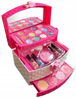 OTWIERANY KUFEREK DO MALOWANIA MAKIJAŻU DLA DZIECI KOSMETYKI W ZESTAW  XXL