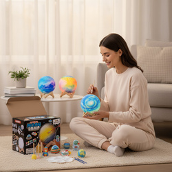 LAMPKA NOCNA KSIĘŻYC 3D KULA ŚWIECĄCA MOON LED GIPSOWE FIGURKI KOSMOS DIY