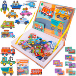 UKŁADANKA MAGNETYCZNA KSIĄŻECZKA PUZZLE POJAZDY 12 NA MAGNES 65 ELEMENTÓW