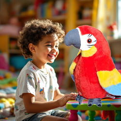 GADAJĄCA PAPUGA ARA ZABAWKA PLUSZOWA MÓWI POWTARZA INTERAKTYWNA MASKOTKA