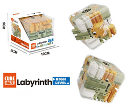 KOSTKA dla dzieci Z LABIRYNTEM I METALOWA KULKA GRA LOGICZNA CUBE MAZE 3D