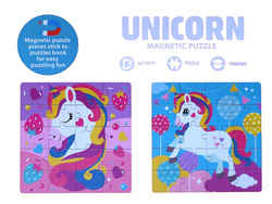 MAGNETYCZNA UKŁADANKA JEDNOROŻEC KSIĄŻECZKA PUZZLE MAGNETYCZNE ZABAWKA