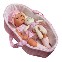 LALKA BOBAS NIEMOWLAK W SUKIENCE NOSIDEŁKU Z MASKOTKA KRÓLIK NA PREZENT