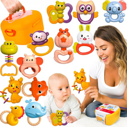 ZESTAW GRZECHOTEK ZWIERZETA GRZECHOTKI GRYZAKI ZABAWKI DLA MALUCHA DZIECI