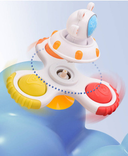 WIRUJĄCE GRZECHOTKI GRYZAKI SPINNERY Z PRZYSSAWKAMI ASTRONAUTA ZESTAW 3 szt