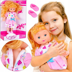LALKA DIANA ZŁOTOWŁOSA 26 CM DŁUGIE WŁOSY DO CZESANIA RÓŻOWA SUKIENKA
