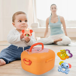 GRZECHOTKI GRYZAKI ZWIERZĄTKA ZESTAW 12 SZTUK WALIZKA DLA MALUCHA KUFEREK