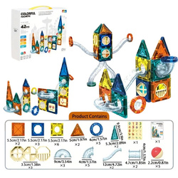 KLOCKI KONSTRUKCYJNE MAGNETYCZNE ZESTAW KLOCKÓW MAGNETYCZNYCH TOR DLA KULEK