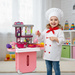 KUCHNIA DLA DZIECI KOMPLET Z GARNKAMI RÓŻOWA ZABAWKOWA WALIZKA 35 DODATKÓW