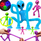 ŚWIECĄCY KOSMITA UFO LED ROZCIĄGLIWE RURKI SENSORYCZNE PRZYSSAWKI DO ZABAWY