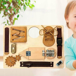 TABLICA MANIPULACYJNA ZAMKI DREWNIANA DO NAUKI SZNUROWANIA SENSORYCZNA