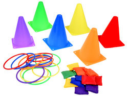 Gra Zręcznościowa Ruchowa Pachołki Obręcze Woreczki dla Dzieci SP0823