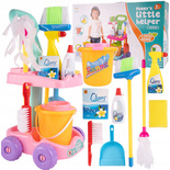 ZESTAW SPRZĄTAJĄCY DO SPRZĄTANIA NA WÓZKU DLA DZIECI WIADERKO MOP ZMIOTKA