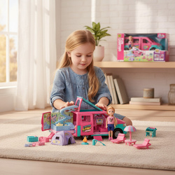 WAKACYJNY KAMPER MARZEŃ Z LALKA DOMEK LALEK BASEN AUTO ZABAWKA DZIEWCZYNKI