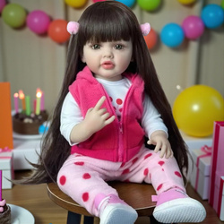 LALKA BOBAS 55cm JAK ŻYWA REALISTYCZNA LALKA REBORN Z WŁOSAMI I AKCESORIAMI