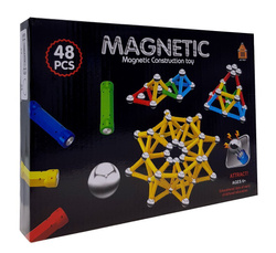 KLOCKI MAGNETYCZNE 3D EDUKACYJNE UKŁADANKA 48 elem