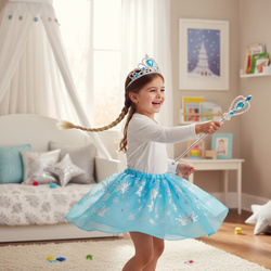 STRÓJ KSIĘŻNICZKI 4W1 WARKOCZ SPÓDNICZKA KORONA RÓŻDŻKA KOSTIUM