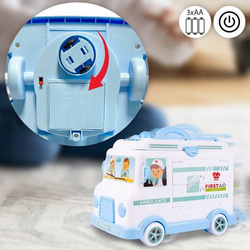 ZESTAW LEKARSKI AMBULANS AUTO KARETKA ZABAWKA DLA DZIECI Z LALKĄ I NOSZAMI