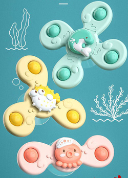 GRZECHOTKI OŚMIORNICA RYBKI DO KĄPIELI WIRUJĄCE WIATRAKI Z PRZYSSAWKĄ 3 szt