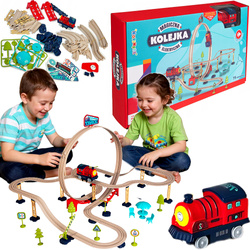 KOLEJKA ELEKTRYCZNA I ZESTAW TORÓW Z PĘTLĄ DŹWIĘKOWA ZABAWKA NA BATERIE AAA