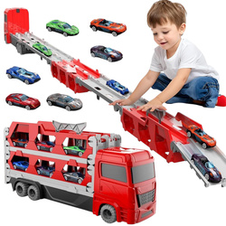 CIĘŻARÓWKA TRANSPORTER ZESTAW AUTEK TOR WYŚCIGOWY 165,5CM LAWETA Z AUTKAMI