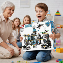 Klocki Policja SWAT Zestaw Klocków 1261 Budynek Policyjny Auto Motor Jeep