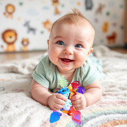 GRYZAK Zabawka Sensoryczna Montessori GRZECHOTKA Antystresowa Dla Dzieci