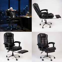 FOTEL BIUROWY OBROTOWY MASAŻ PODNÓŻEK REGULACJA LEŻANKA DO PRACY DOMU BIURA