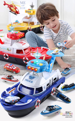 Statek Łódź Ratownicza Straż Pożarna Zabawka Helikopter Auta Tor Zestaw XXL