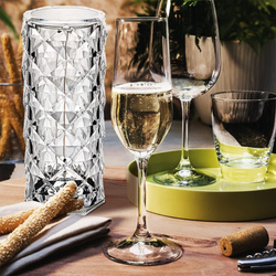 KRYSZTAŁOWA LAMPKA NOCNA LED NA USB AKUMULATOR PILOT DOTYK PROJEKTOR 12 KOL