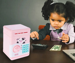 SKARBONKA SEJF ŚWINKA BANK NA BANKNOTY MONETY KOD ZABAWKA DLA DZIECI RÓŻOWA