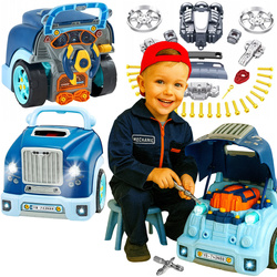 SILNIK CIĘŻARÓWKA ZABAWKA DO SKRĘCANIA I ROZKRĘCANIA MECHANIK Z LED DŹWIĘK