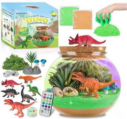 TERRARIUM KULA Z DINOZAURAMI ZESTAW LAMPKA NOCNA LED NA PILOT DLA DZIECI