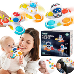 WIRUJĄCE GRZECHOTKI GRYZAKI SPINNERY Z PRZYSSAWKAMI ASTRONAUTA ZESTAW 3 szt