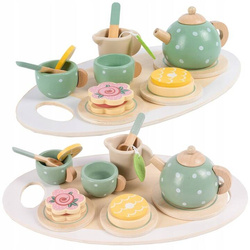 ZESTAW DO HERBATKI HERBATY DREWNIANY DO ZABAWY DLA DZIECI IMBRYCZEK TACKA