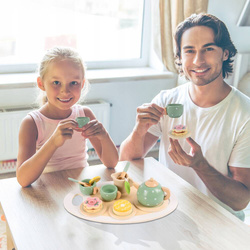 ZESTAW DO HERBATKI HERBATY DREWNIANY DO ZABAWY DLA DZIECI IMBRYCZEK TACKA