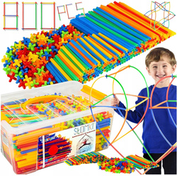 SŁOMKI KLOCKI KONSTRUKCYJNE DO BUDOWANIA ZESTAW XXL 800 W PUDEŁKU ZABAWKA