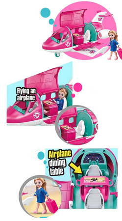 SAMOLOT ODRZUTOWY Z LALKA PILOTKA ZABAWKA ZESTAW KOTEK WALIZKA DLA DZIECI