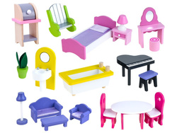 DUŻY Drewniany domek dla LALEK  meble ZA2122