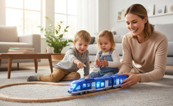 TRAMWAJ POCIĄG INTERAKTYWNY OTWIERANE DRZWI ŚWIATŁO DŹWIĘK BATERIE ZABAWKA